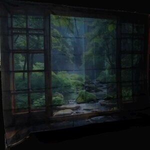 New - 90.5" x 70.5" Open French Doors Forest Creek Wall Tapestry